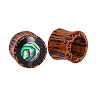 Load image into Gallery viewer, Holz Plug Tunnel Kokosholz Resin Paua Abalone Kreise schillernd Tribal Expander - chicnit.com

