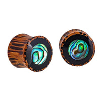 Load image into Gallery viewer, Holz Plug Tunnel Kokosholz Resin Paua Abalone Kreise schillernd Tribal Expander - chicnit.com
