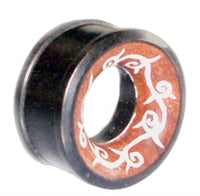 Load image into Gallery viewer, Holz Tunnel Bone Inlay Kranz Spiralen Tribal Plug handgeschnitzt Sonoholz Tamarindenholz Expander - chicnit.com
