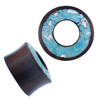 Load image into Gallery viewer, Holz Tunnel Sonoholz Crushed Türkis Stein Inlay Rim - chicnit.com
