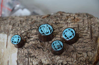 Cargar imagen en el visor de la galería, Holz Tunnel Sonoholz Resin Türkis Inlay Spiralbögen Blume - chicnit.com
