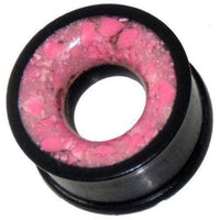 Load image into Gallery viewer, Holztunnel Eisenholz Achat pink schwarz Achatinlay Naturmuster handgeschnitzt Tribal Holz Tunnel Plug - chicnit.com
