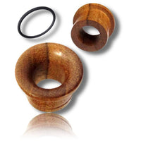 Load image into Gallery viewer, Holztunnel Teakholz braun single flared Maserung Gummi Handarbeit Holz Tunnel - chicnit.com
