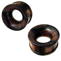 Load image into Gallery viewer, Holztunnel Tigerholz dunkelbraun natürliche Maserung gewölbt handgeschnitzt Tribal Holz Tunnel Plug - chicnit.com
