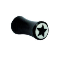 Load image into Gallery viewer, Horn Plug schwarz Bone Inlay Stern Kreis Organic Expander Tribal Piercing Ohrstecker Tunnel - chicnit.com
