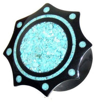 Load image into Gallery viewer, Horn Plug schwarz Inlay in türkis Tribal Buffalo handgeschnitzt Tunnel, Ohrstecker - chicnit.com
