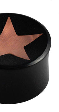 Load image into Gallery viewer, Horn Plug Stern Inlay metallic rosegold schwarz Expander Handarbeit Flesh Tunnel - chicnit.com
