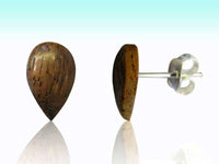 Cargar imagen en el visor de la galería, Kokosnuss Ohrstecker braun Tropfen gewölbt Silberohrstecker Holz 925er Sterling Silber Schmuck - chicnit.com
