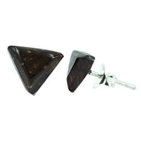 Cargar imagen en el visor de la galería, Kokosnuss Ohrstecker dreieckig dunkelbraun Holz hell gemasert 925er Sterling Silber Holzohrstecker - chicnit.com

