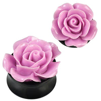 Load image into Gallery viewer, 3D Plug Acryl Rose flieder lila plastisch Piercing Ohrschmuck - chicnit.com
