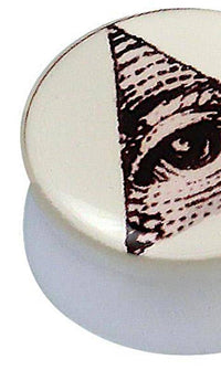 Load image into Gallery viewer, Acryl Plug weiß Allsehendes Auge beige schwarz - chicnit.com
