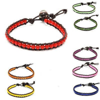 Load image into Gallery viewer, Lederarmbänder Achat gefärbt Perlen bunt Armband Leder verstellbar unisex - chicnit.com
