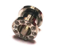 Load image into Gallery viewer, Metall Tunnel Chirurgenstahl Strass Kristall Inlay Unisex Plug Glitzerstein silbergrau Expander - chicnit.com
