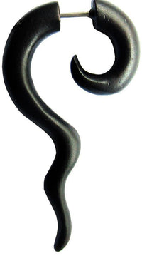 Load image into Gallery viewer, Ohrring Holz Fake Piercing lange Spirale Edelstahl Dehnschnecke - chicnit.com
