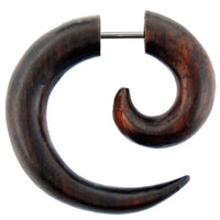 Load image into Gallery viewer, Ohrringe Holz Fake Piercing Spiralen Edelstahl Dehnschnecken - chicnit.com
