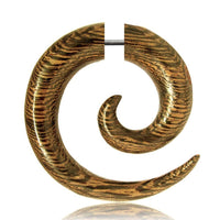 Load image into Gallery viewer, Ohrringe Holz Fake Piercing Spiralen Edelstahl Dehnschnecken - chicnit.com
