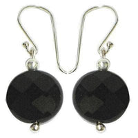 Load image into Gallery viewer, Ohrringe Silberohrringe Onyx 925er Sterling Silber Damen Ohrhänger schwarz Scheibe geschliffen - chicnit.com
