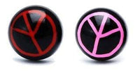 Load image into Gallery viewer, Ohrstecker Halbkugel Peace 8 mm Acryl Unisex Ohrringe Edelstahl nickelfrei zweifarbig - chicnit.com

