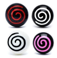 Load image into Gallery viewer, Ohrstecker Halbkugel Spirale 8 mm Acryl Unisex Ohrringe Edelstahl nickelfrei zweifarbig - chicnit.com
