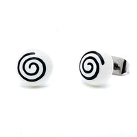 Load image into Gallery viewer, Ohrstecker Halbkugel Spirale 8 mm Acryl Unisex Ohrringe Edelstahl nickelfrei zweifarbig - chicnit.com
