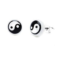 Cargar imagen en el visor de la galería, Ohrstecker Halbkugel Yin Yang 8 mm Acryl Unisex Ohrringe Edelstahl nickelfrei zweifarbig - chicnit.com
