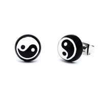 Cargar imagen en el visor de la galería, Ohrstecker Halbkugel Yin Yang 8 mm Acryl Unisex Ohrringe Edelstahl nickelfrei zweifarbig - chicnit.com
