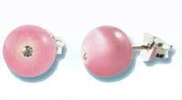 Cargar imagen en el visor de la galería, Ohrstecker Katzenauge rosa Kristallglas geschliffen Glitzer 925er Sterlingsilber schillernd - chicnit.com
