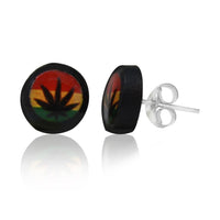 Load image into Gallery viewer, Ohrstecker Kokosnuss Holz Rasta Hanf rot schwarz Silberohrringe 925er Silber Ohrschmuck unisex - chicnit.com
