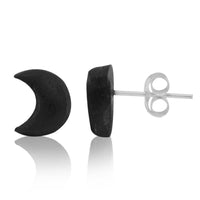 Load image into Gallery viewer, Ohrstecker Kokosnuss schwarz Halbmond Holz Silberohrringe 925er Silber Unisex Ohrschmuck - chicnit.com
