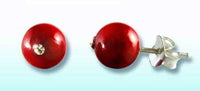 Load image into Gallery viewer, Ohrstecker Koralle rot Kristallglas geschliffen Glitzer 925er Sterlingsilber rund Perle - chicnit.com
