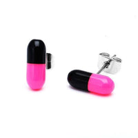 Load image into Gallery viewer, Ohrstecker Pille Tablette schmal 9 mm zweifarbig Edelstahl Unisex Schmuck Ohrringe - chicnit.com
