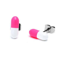 Load image into Gallery viewer, Ohrstecker Pille Tablette schmal 9 mm zweifarbig Edelstahl Unisex Schmuck Ohrringe - chicnit.com

