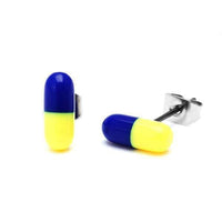 Load image into Gallery viewer, Ohrstecker Pille Tablette schmal 9 mm zweifarbig Edelstahl Unisex Schmuck Ohrringe - chicnit.com
