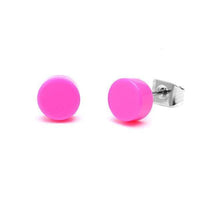Load image into Gallery viewer, Ohrstecker Scheibe rund bunt 6 mm Acryl Unisex Ohrringe Edelstahl nickelfrei - chicnit.com

