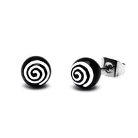 Cargar imagen en el visor de la galería, Ohrstecker Spirale Kugel 6 mm rot weiß Acryl Unisex Ohrringe Edelstahl nickelfrei - chicnit.com
