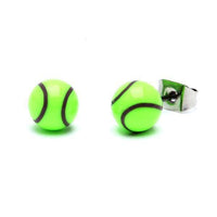 Load image into Gallery viewer, Ohrstecker Sport Ball rund 6 mm Acryl Unisex Ohrringe Edelstahl nickelfrei Tennis Fußball Basketball - chicnit.com
