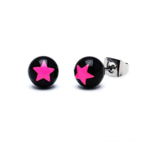 Load image into Gallery viewer, Ohrstecker Stern Kugel zweifarbig 6 mm Acryl Unisex Ohrringe Edelstahl nickelfrei - chicnit.com
