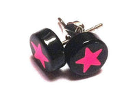 Load image into Gallery viewer, Ohrstecker Stern pink schwarz Edelstahl Unisex Schmuck Ohrringe - chicnit.com
