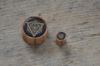 Load image into Gallery viewer, Olivenholz Horn Inlay Flesh Plug Symbol Dreiecke - chicnit.com
