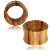 Load image into Gallery viewer, Olivenholz Tunnel hell braune Maserung Expander Plug Tribal konvex - chicnit.com
