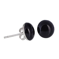 Load image into Gallery viewer, Onyx Ohrstecker schwarz gewölbt rund eingefasst 925 Sterling Silber Silberohrstecker - chicnit.com
