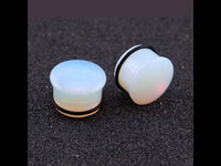 Load image into Gallery viewer, Opal Stein weiß Plug Dehner single flared Gummiring - chicnit.com
