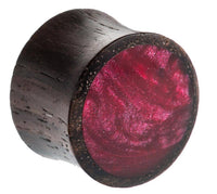 Cargar imagen en el visor de la galería, Organic Sonoholz dunkel Plug magenta fuchsia Resin Inlay schillernd Tribal - chicnit.com
