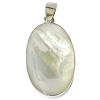 Load image into Gallery viewer, Perlmutt Muschel Anhänger Silberanhänger 925er Sterling Silber Damen Schmuck massiv oval - chicnit.com
