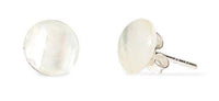 Load image into Gallery viewer, Perlmutt Ohrstecker schillernd weiß gewölbt rund Silberohrstecker Ohrringe 925er Sterling Silber - chicnit.com
