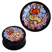 Load image into Gallery viewer, Plug Acryl Anker HOLD Holz grau gelb braun Piercing Ohrschmuck - chicnit.com
