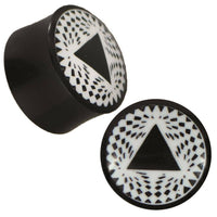 Load image into Gallery viewer, Plug Horn weiße Gravur schwarz Dreieck Dreiecke überlappend Piercing Tribal - chicnit.com
