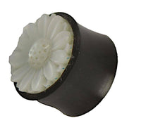 Cargar imagen en el visor de la galería, Plug weiß Horn Perlmutt Gänseblümchen double flared - chicnit.com
