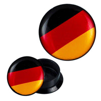 Load image into Gallery viewer, Schraub Plug Acryl Deutschland Fahne schwarz rot gold Ohrschmuck Piercing - chicnit.com

