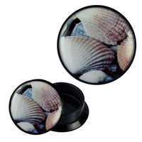 Load image into Gallery viewer, Schraub Plug Acryl Muschel Foto weiß Muscheln Piercing Ohrschmuck - chicnit.com
